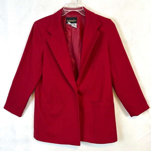 Requirements Woman’s Red Wool Button Front Lined Blazer/ Coat / Sz 8 - Picture 1 of 9
